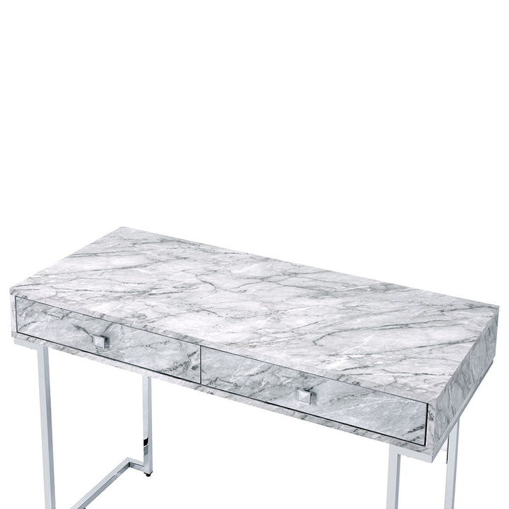 tigress-writing-desk-white-printed-faux-marble-top-chrome