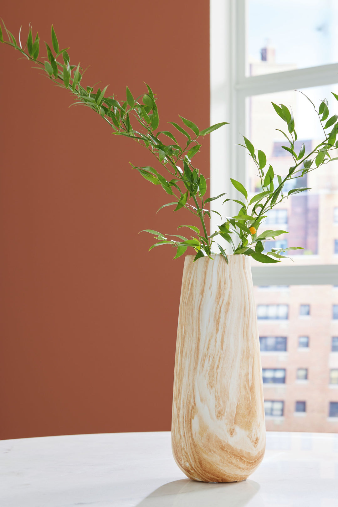 Cammen - Vase - 14" - Tan / White