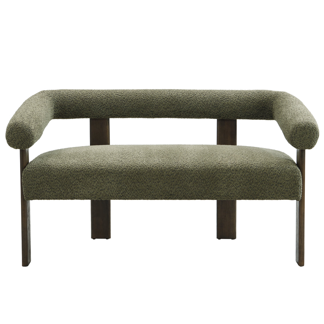 Round Arm Loveseat – Green/Brown
