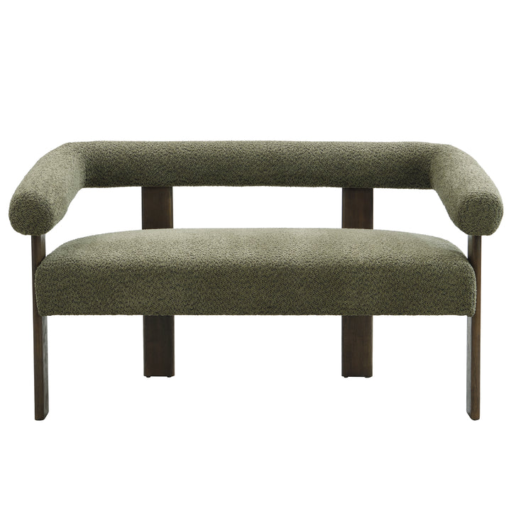 Round Arm Loveseat – Green/Brown
