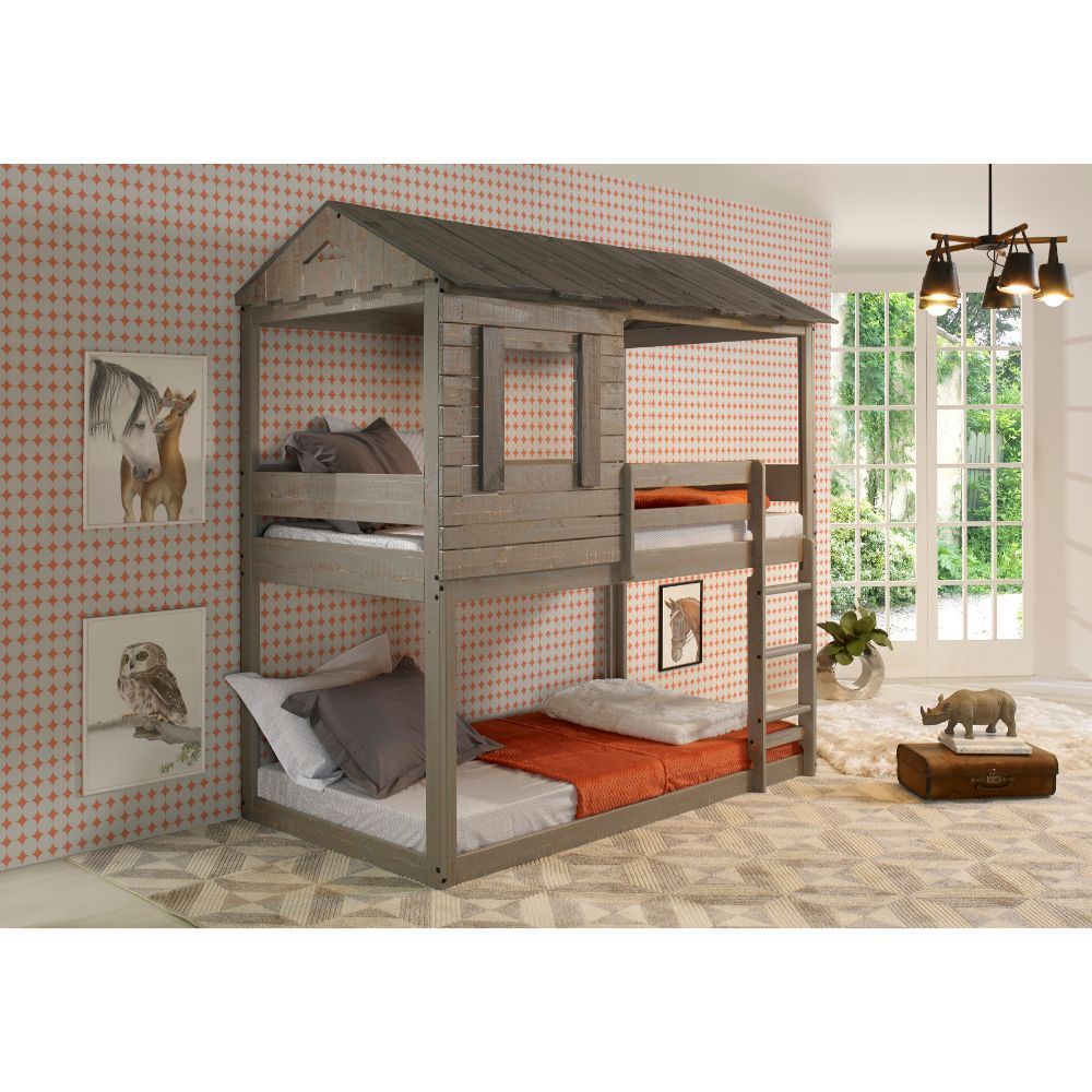Darlene - Twin Over Twin Bunk Bed - Rustic Gray