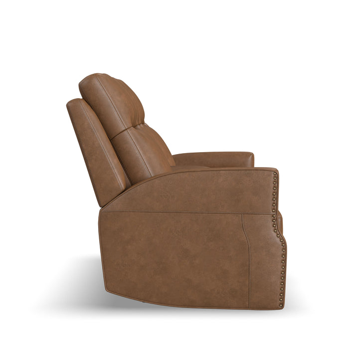 Maxwell Leather Power Reclining Loveseat with Console, Power Headrests and Lumbar in Cedar