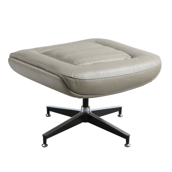 Piran - Twilight Top Grain Leather Accent Chair And Ottoman With Swivel - Gray