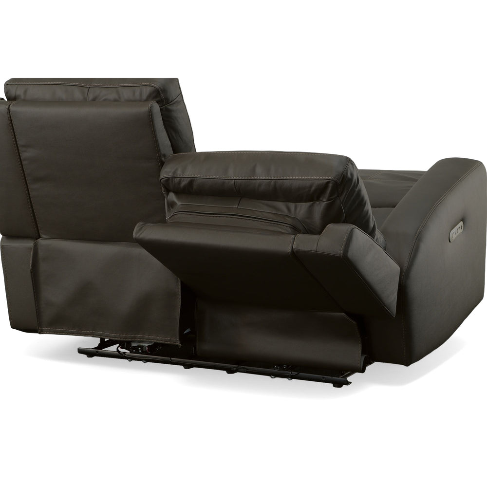Jarvis Leather Power Reclining Loveseat with Power Headrests in Mica