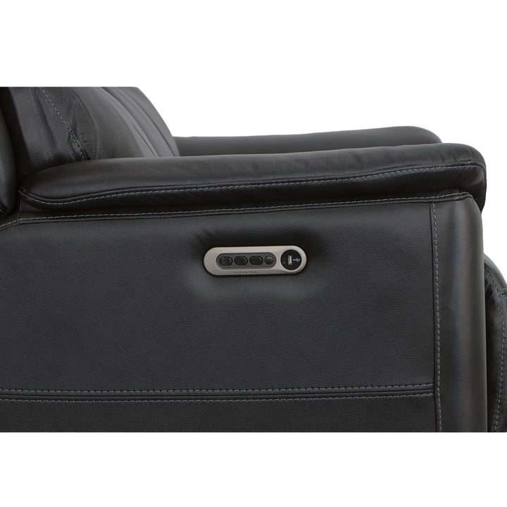 Crew Leather Power Reclining Loveseat with Power Headrests &amp; Lumbar in Raven