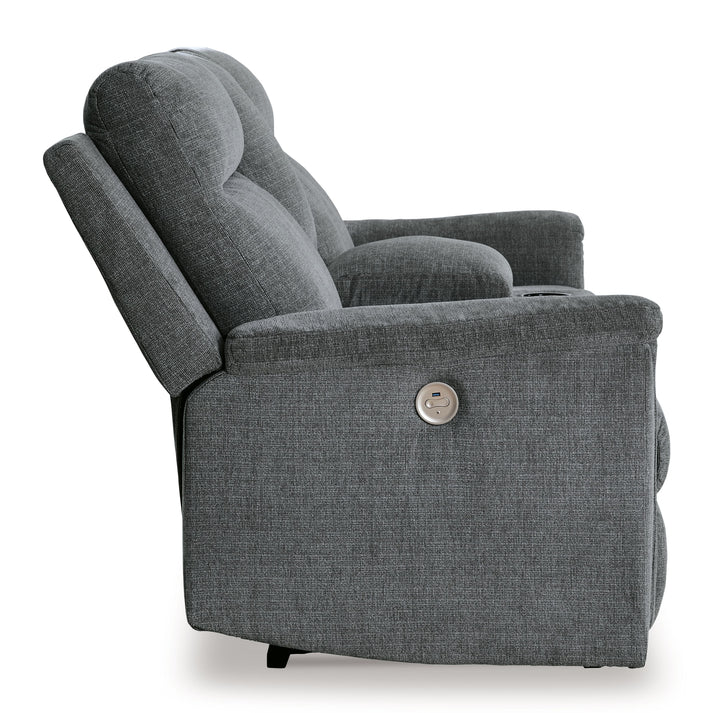 Barnsana - Dbl Power Reclining Loveseat with Console - Gravel