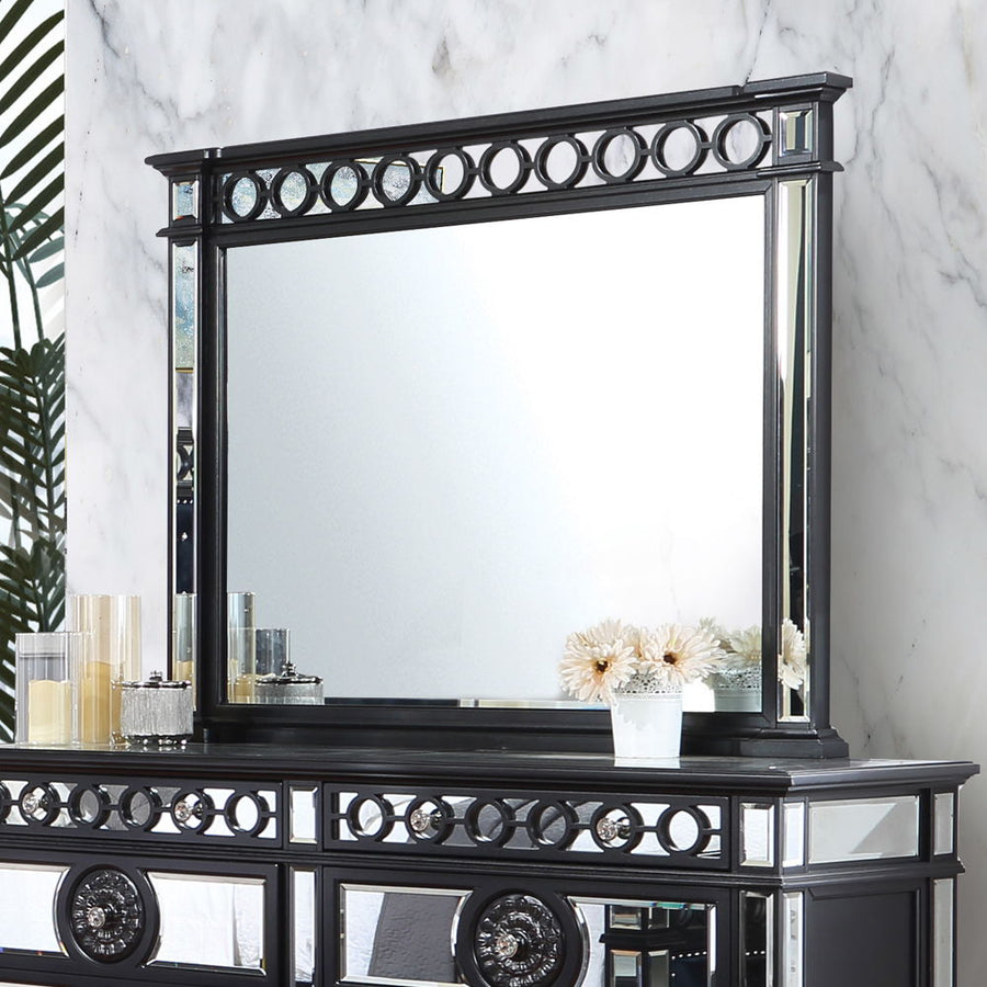 ACME Furniture Varian II Mirror Mirrored, Black & Sliver