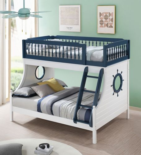 Farah - Twin Over Full Bunk Bed - Navy Blue & White