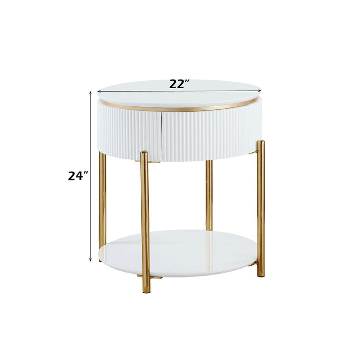 Daveigh - End Table - White High Gloss & Gold