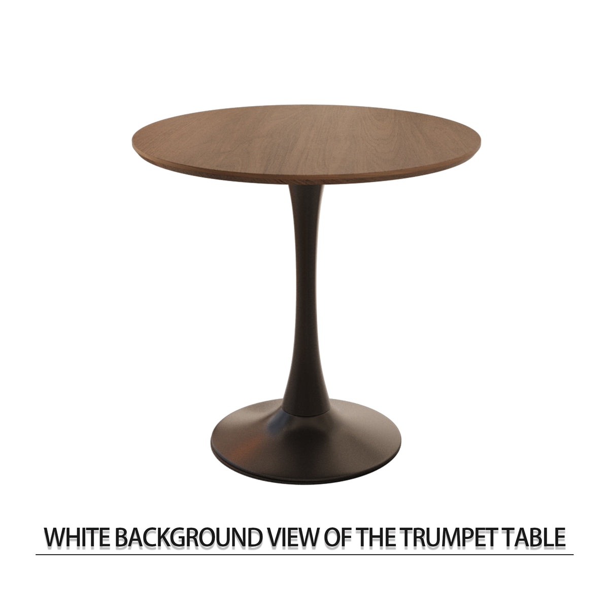 Mid-Century Modern 3-Piece Round Tulip Dining Table Set in Walnut & Beige