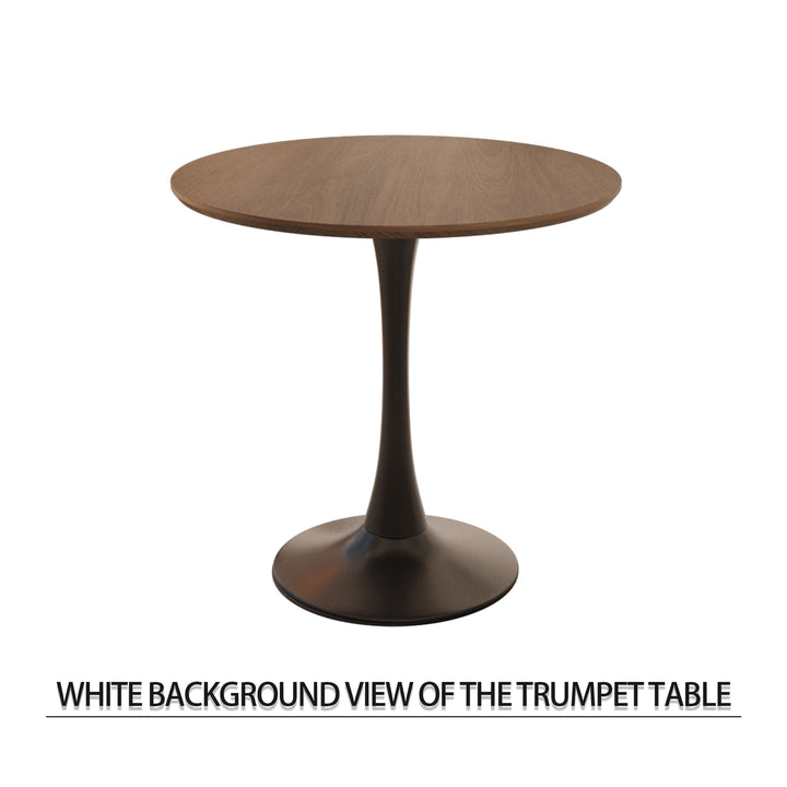 Mid-Century Modern 3-Piece Round Tulip Dining Table Set in Walnut &amp; Beige