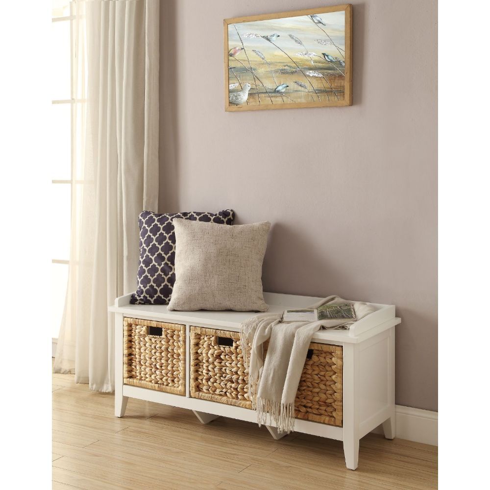 Flavius - Bench With Storage - Rattan & White