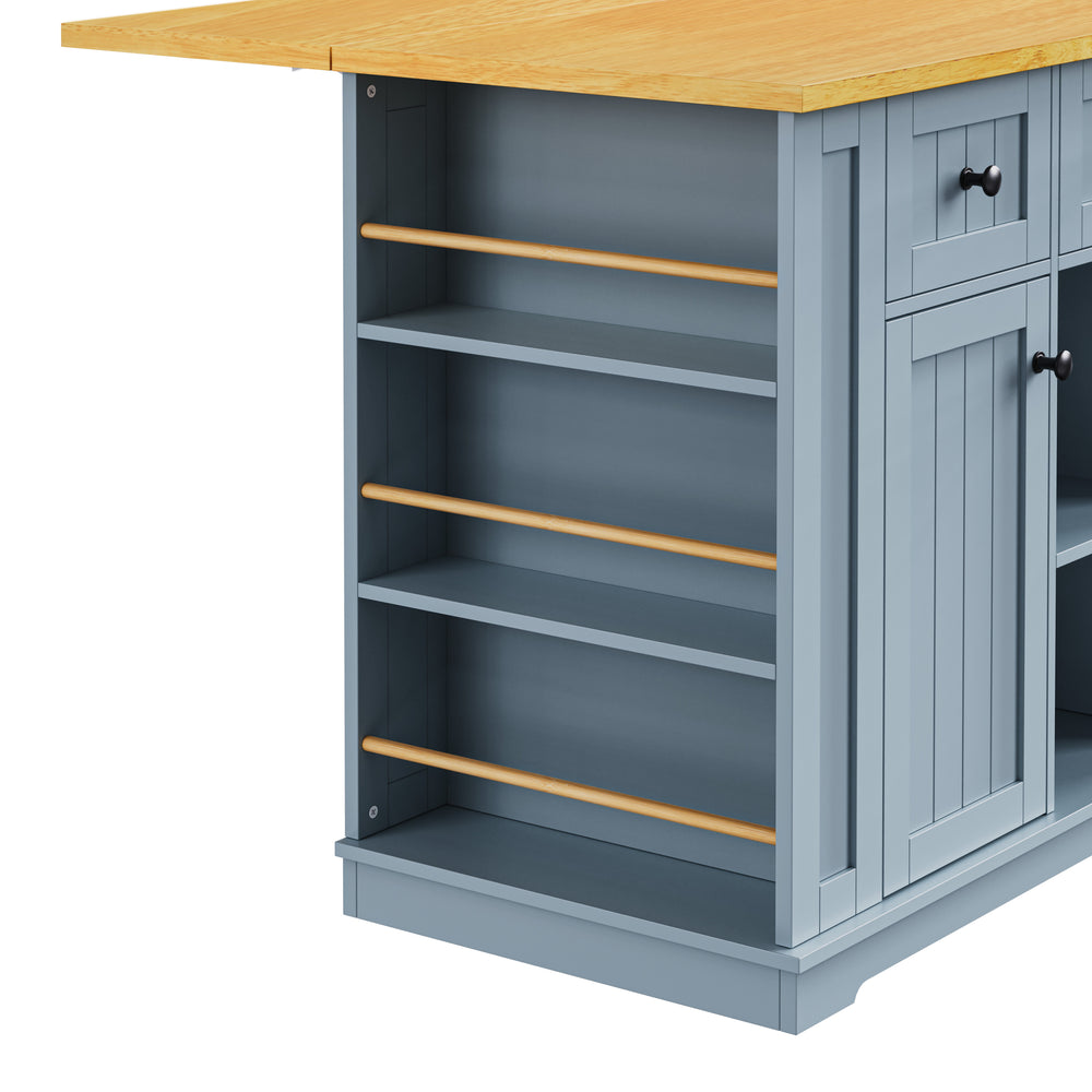 53-inch-blue-kitchen-island-cart-with-drop-leaf-and-power-outlet