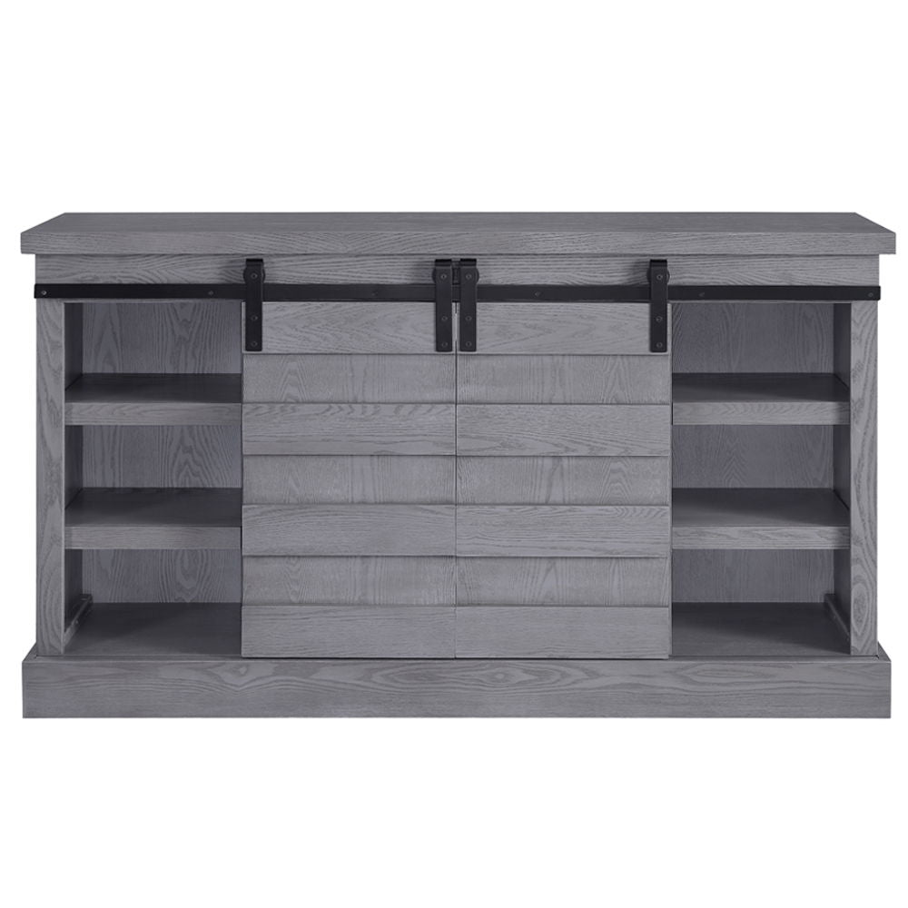 Amrita - TV Stand With Fireplace - Gray Oak