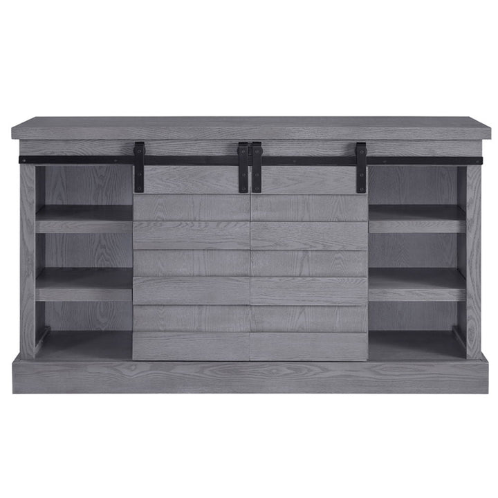 Amrita - TV Stand With Fireplace - Gray Oak