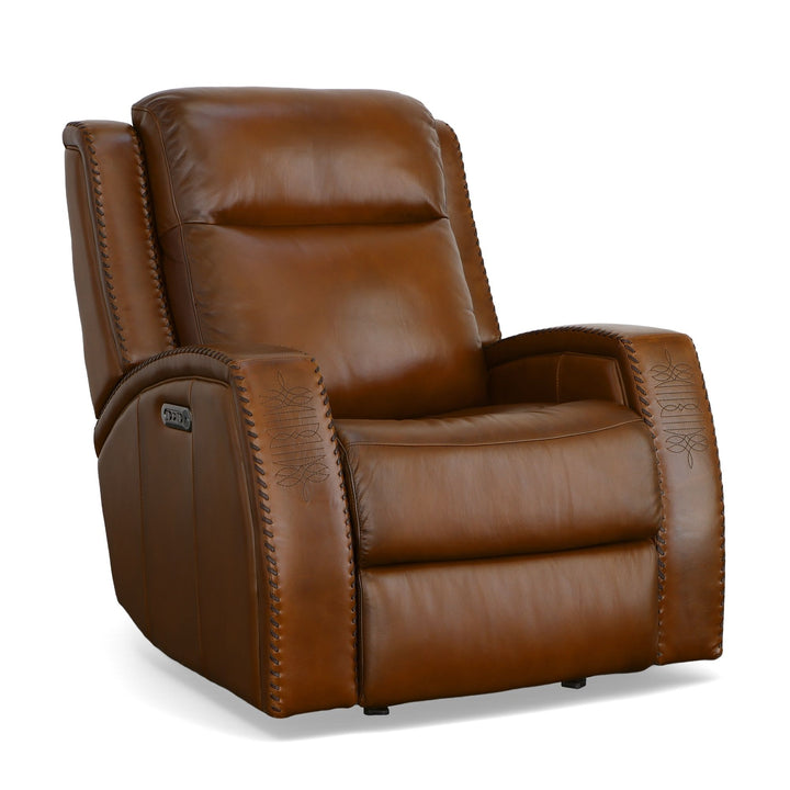 Mustang Leather Power Gliding Recliner with Power Headrest in Rust