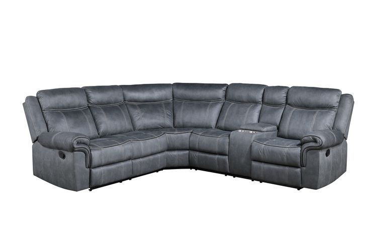 Dollum - Motion Sectional Sofa - Two Tone Gray Velvet