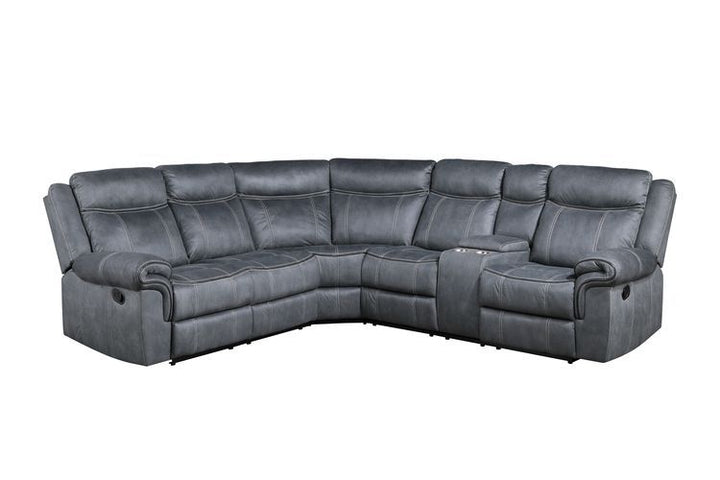 Dollum - Motion Sectional Sofa - Two Tone Gray Velvet