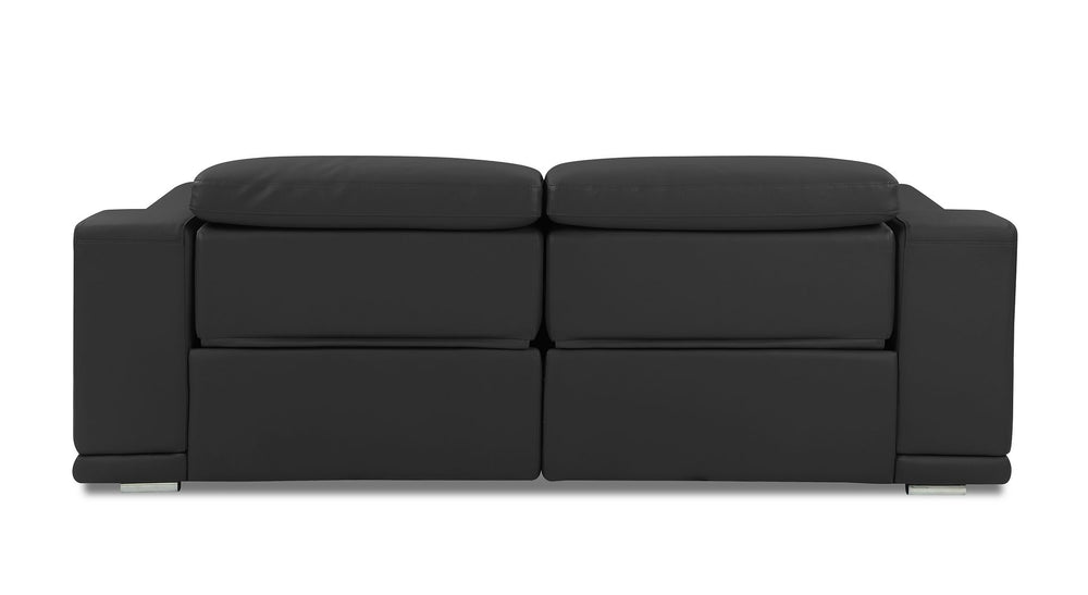 DivanItalia 9762 Top Grain Italian Leather Power Reclining Sofa with Adjustable Headrests - Dark Gray
