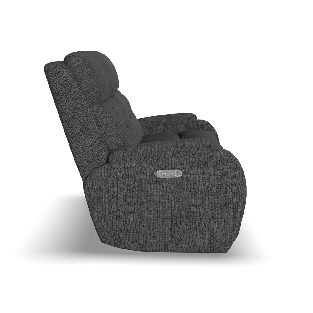 Strait Power Reclining Sofa With Power Headrests Gray