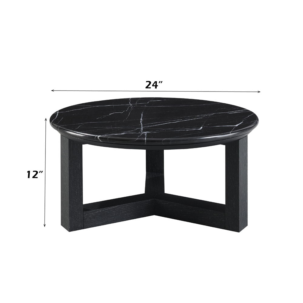 Dara - Coffee Table - Natural Marble Top & Black