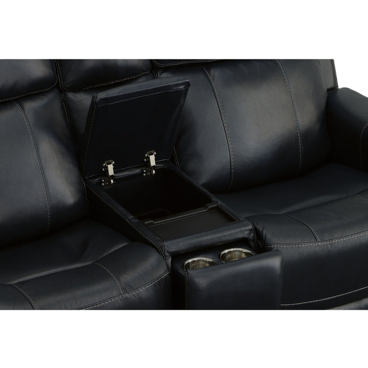 Easton Power Reclining Loveseat With Console, Power Headrests &amp; Lumbar Ocean