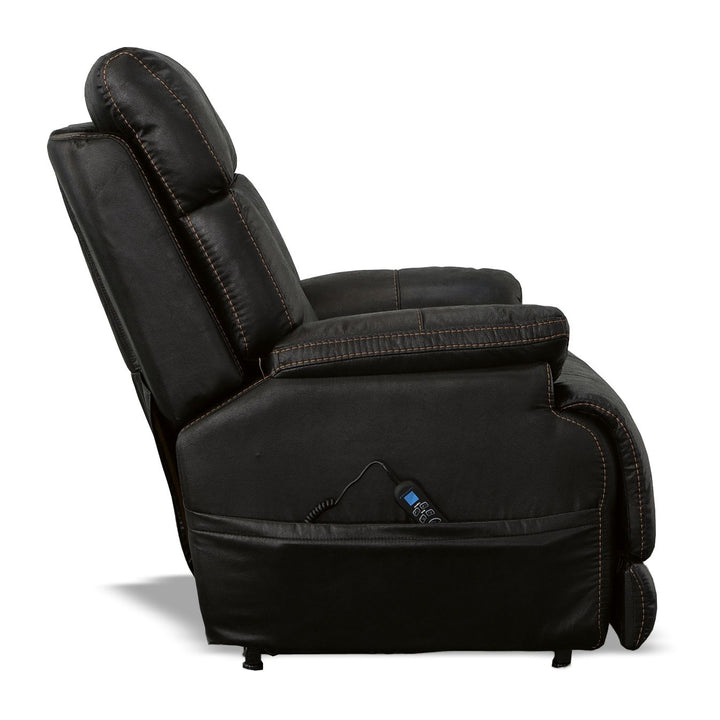 Clive Fabric Power Recliner with Power Headrest &amp; Lumbar in Peppercorn