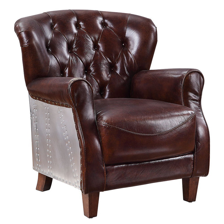 Brancaster - Accent Chair - Vintage Brown & Aluminum