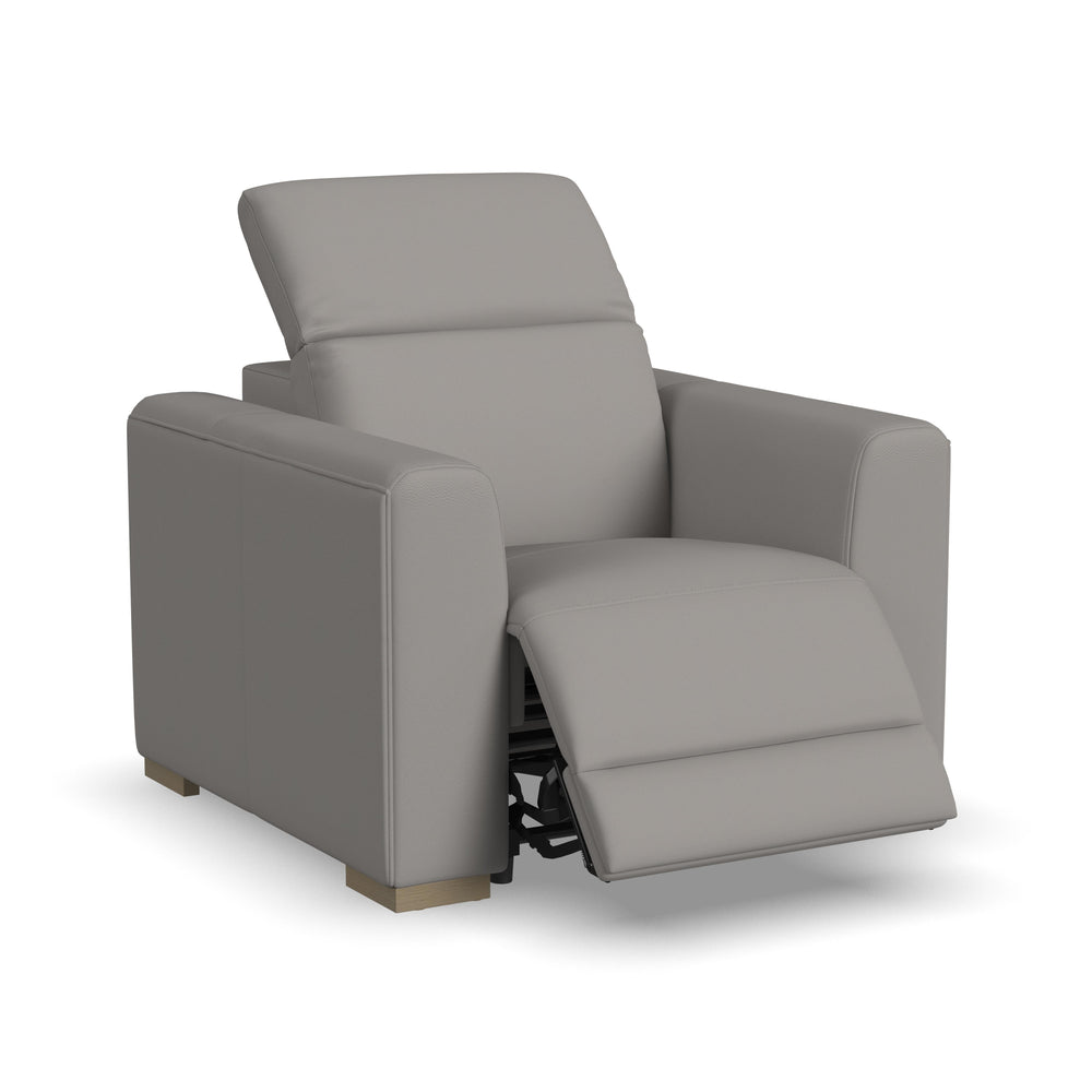 Aurora Leather Power Recliner with Power Headrest in Ash