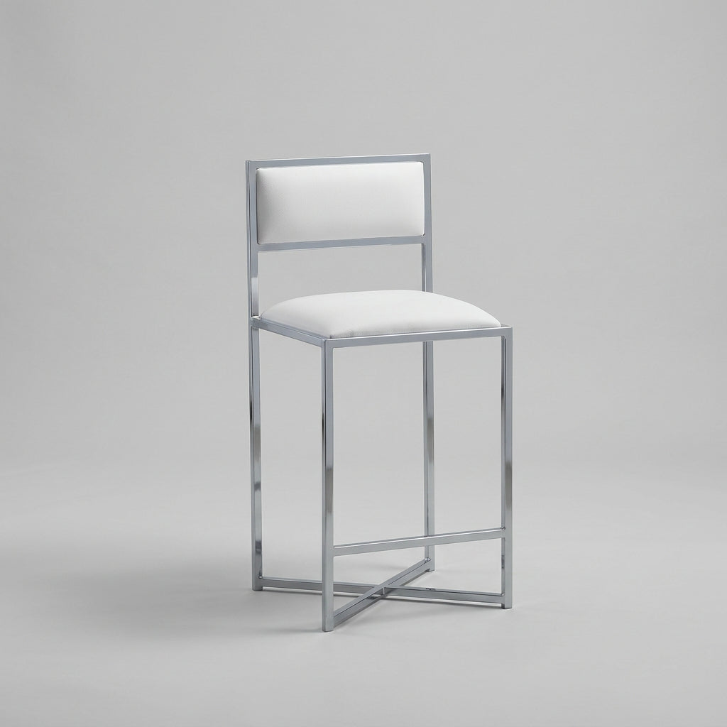 Amalfi X-Base Counter Stool in White Leather modern furniture Contempo Furniture