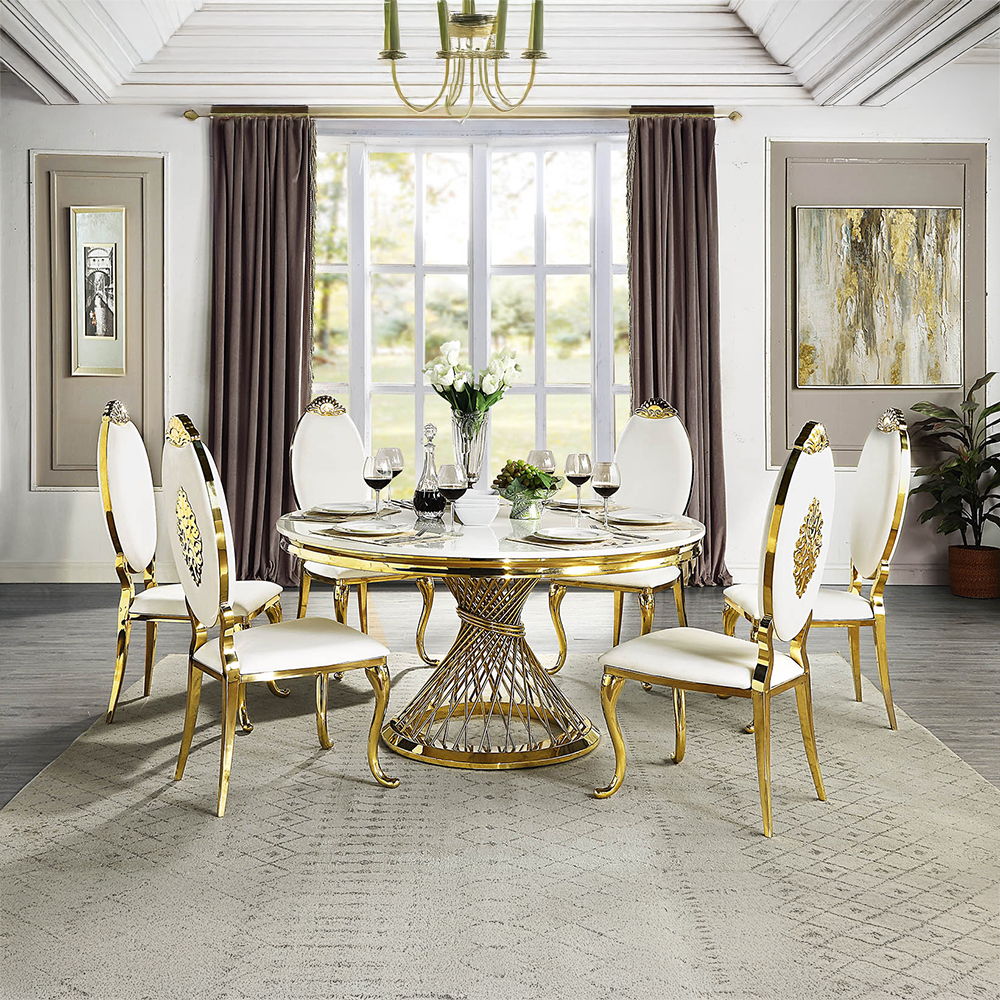 Fallon - Side Chair Set of 2) - White Velvet & Mirrored Gold