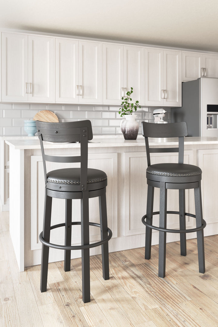 Valebeck - Tall UPH Swivel Barstool - Black