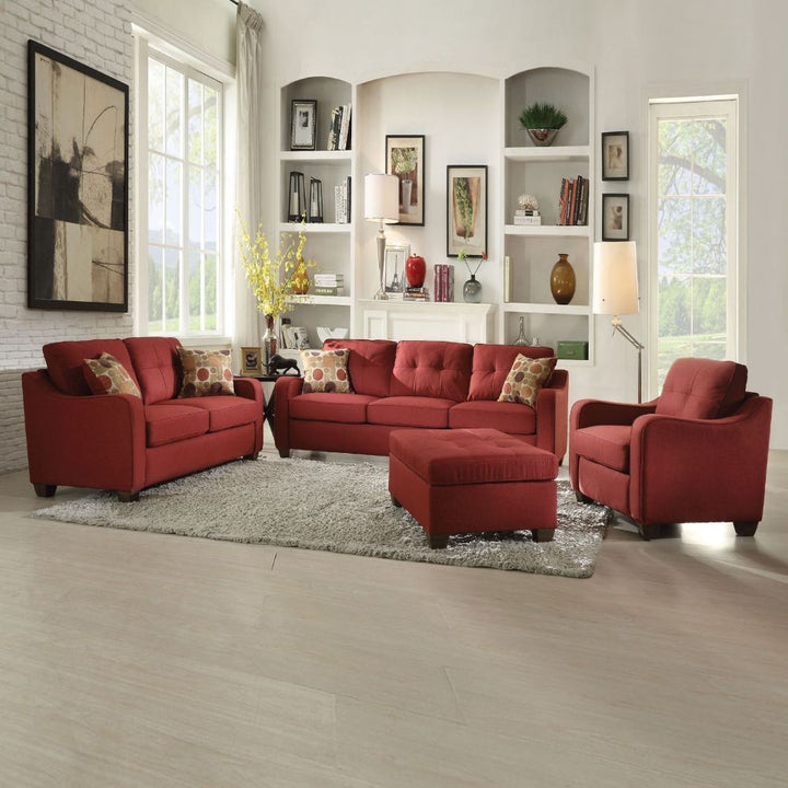 Cleavon II - Sofa With 2 Pillows - Red Linen