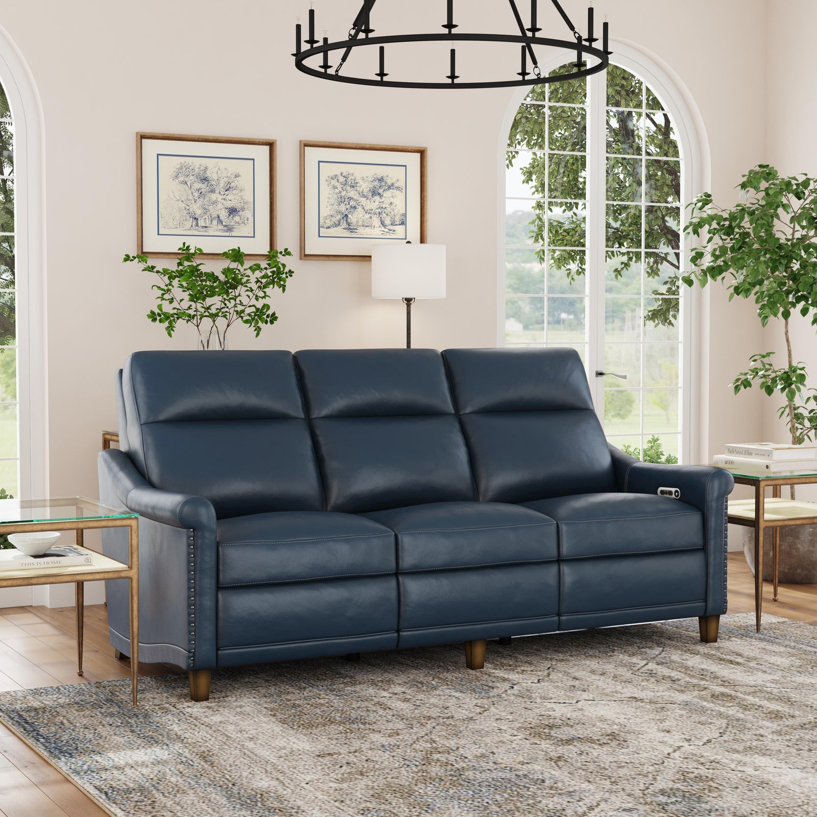 Elizabeth Leather Power Recliner with Power Headrest in Sea