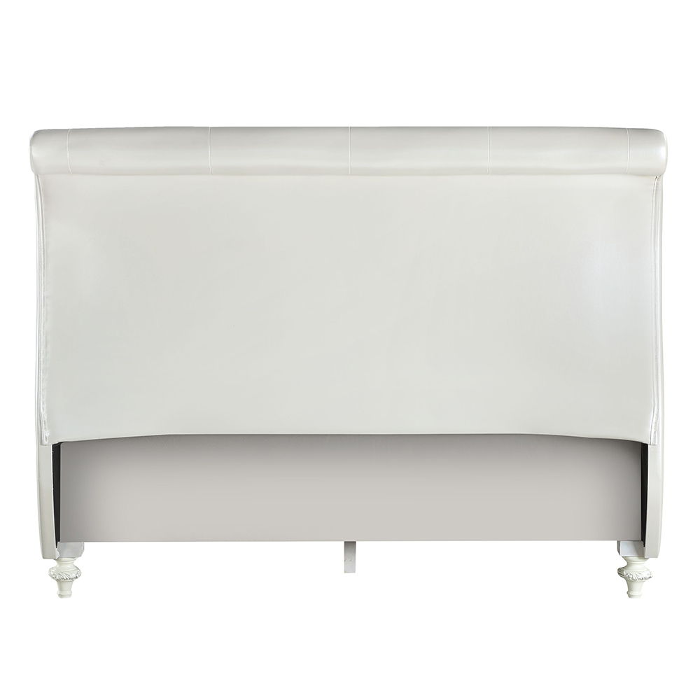Dorothy - Full Bed - Pearl White Synthetic Leather & Ivory