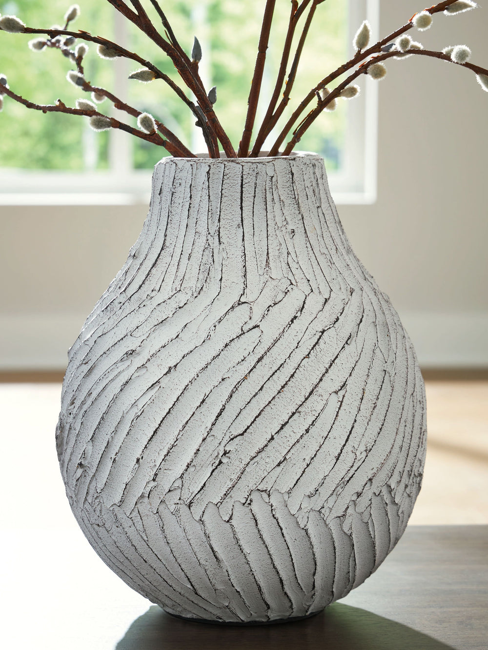 Shelvie - Vase - 12" - Distressed White by Ashley Furniture product image