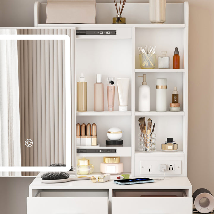 space-saving-white-makeup-vanity-desk-with-mirror-adjustable-led-lights-includes-stool-shelf