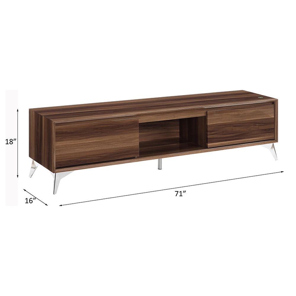 Raceloma - TV Stand - Walnut & Chrome