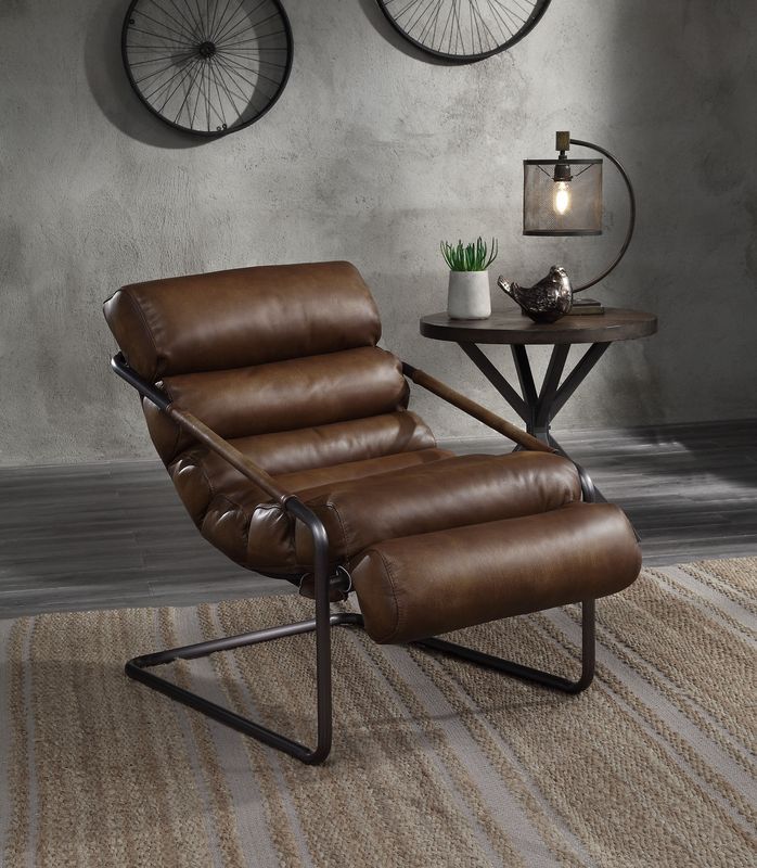 Dolgren - Accent Chair - Sahara Top Grain Leather & Matt Iron