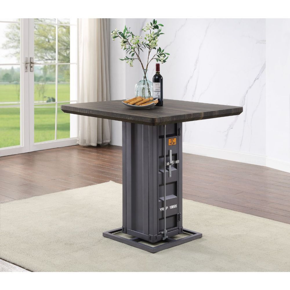 Cargo - Counter Height Table - Antique Walnut & Gunmetal