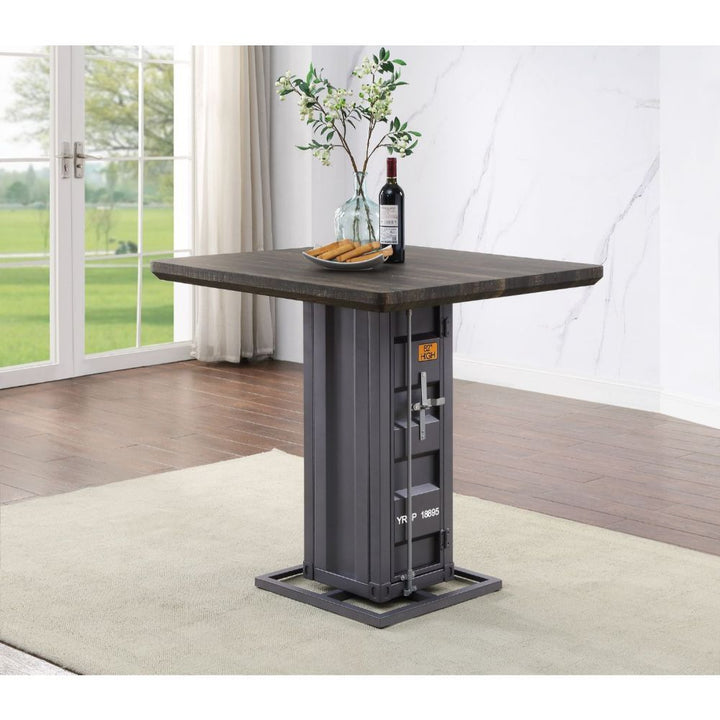 Cargo - Counter Height Table - Antique Walnut & Gunmetal