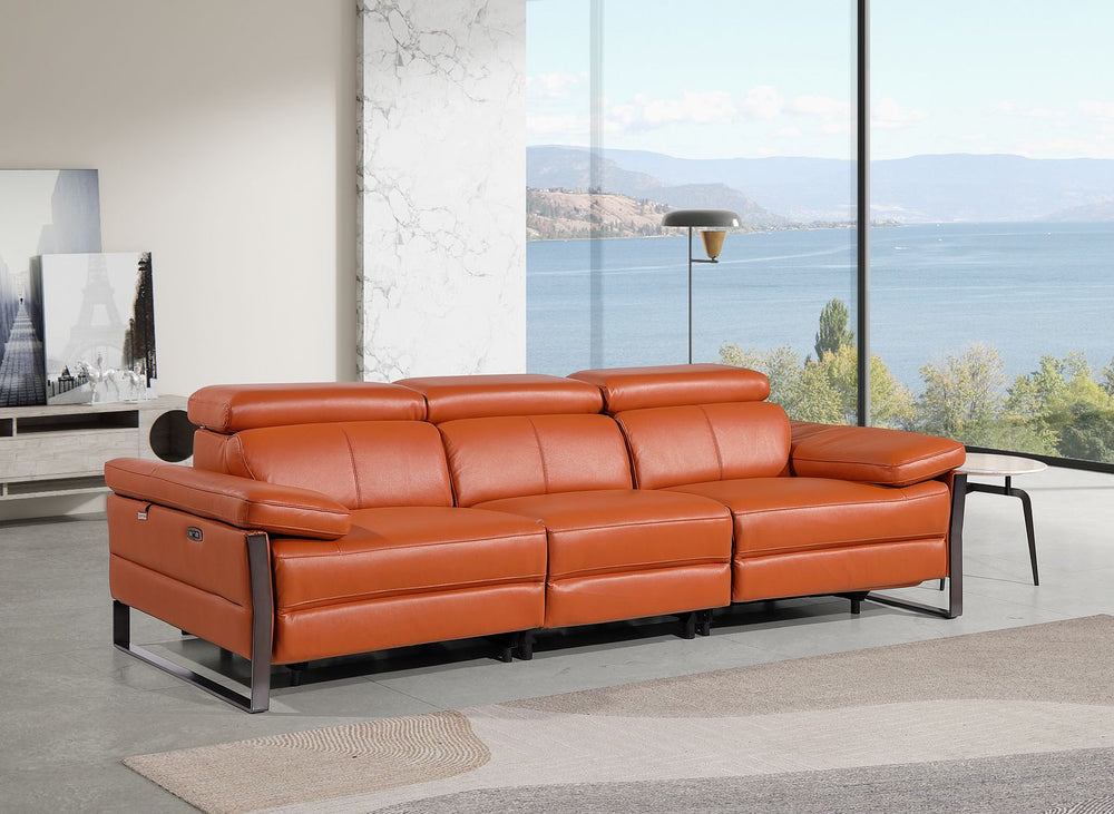 DivanItalia 1246 Modular Power Dual Reclining Sofa with Power Reclining Headrests – Top Grain Italian Leather - Camel