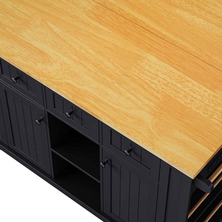 53-inch-black-kitchen-island-cart-with-drop-leaf-and-power-outlet