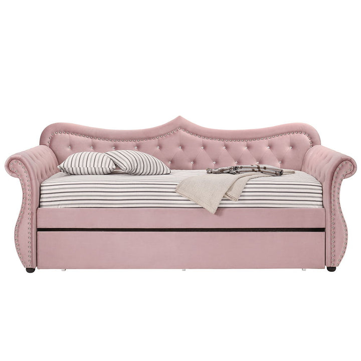 Adkins - Twin Daybed With Trundle - Pink Velvet