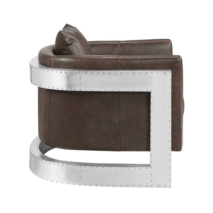 Betla - Accent Chair - Espresso Top Grain Leather & Aluminum
