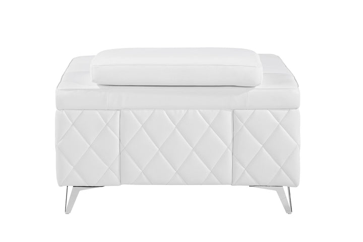 DivanItalia 1140 Chair with Adjustable Headrest in Top-Grain Italian Leather - White