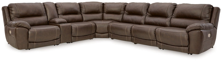 Dunleith - 7-Piece Power Reclining Sectional With LAF And RAF Zero Wall Power Recliners - Chocolate by Ashley Furniture product image
