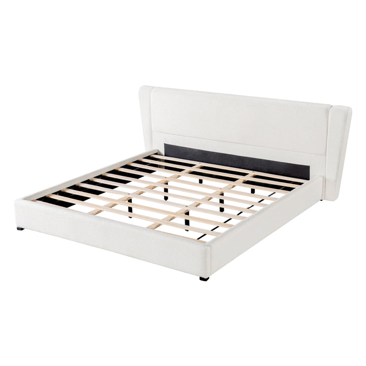 Boucle Wingback Cal King Platform Bed – Cream