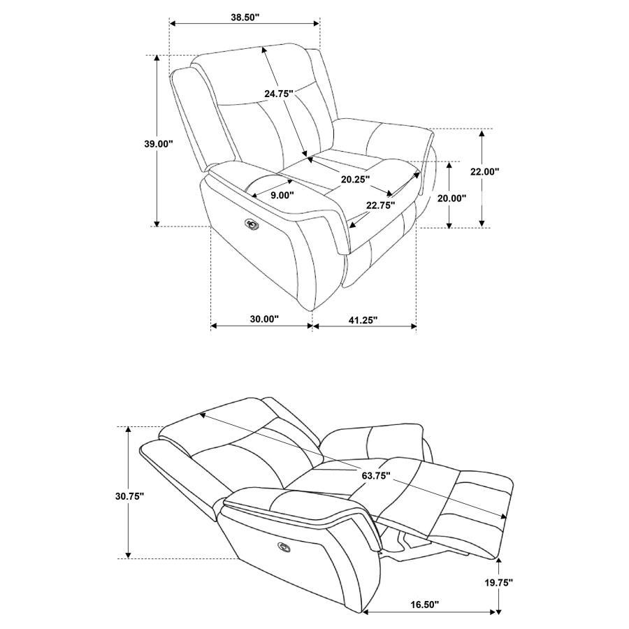 Lawrence - 3 Piece Upholstered Reclining Sofa Set - Charcoal