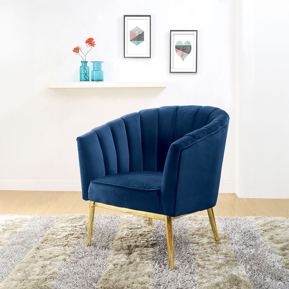 Colla - Accent Chair - Midnight Blue Velvet & Gold